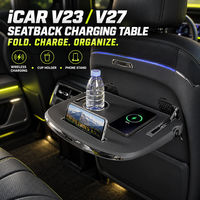 Table de recharge pliable pour dossier de siège iCAR V23 V27, plateau arrière pour jeux de questions, porte-gobelet, support de téléphone