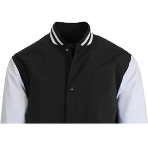 Veste universitaire sur mesure en gros d'usine, conception OEM, respirante, coupe-vent, haute qualité, broderie masculine, patch frontal en cuir véritable - Product Image 2