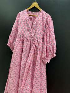 Robe mi-longue d'été décontractée imprimée à pampilles 100% coton pour les achats au collège et les journées détendues - Product Image 3