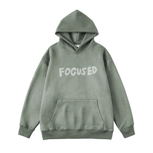 Acid Wash Hoodies For Men's Pullover Oversize Outwear Stylish Sweatshirts And Hoodies With <b>Screen</b> Printed Logo Design - Product Image 5