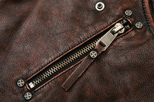 ODM Hombres Chaleco de cuero de alta calidad Nuevos hombres Chaleco de motorista de cuero de vaca Precio al por mayor Logotipo personalizado y chaleco de etiqueta privada - Product Image 6