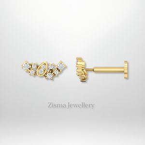 Boucles d'oreilles de luxe en diamant Piercing Stud 14K 18K Solid Gold Real Lab Grown and Natural Diamonds IGI GIA Certified Fine Jewelry - Product Image 1