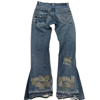 Fabricants de jeans sur mesure, jeans évasés à patchs pour hommes
