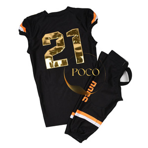 Maillot personnalisé de haute qualité entièrement sublimé imprimé pantalon noir pour hommes avec coussinets ensemble d'uniformes de football américain - Product Image 2