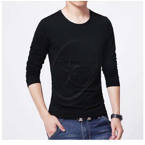 T-shirt mince à manches longues pour hommes de haute qualité Pure Ringer Color avec O Neck Wholesale OEM Tricoté Tissu T-Shirt - Product Image 1