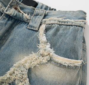 กางเกงผ้าเดนิมผ้าฝ้าย100% สำหรับผู้ชายทรงตรงทรงหลวมผ้าปักลายสไตล์สตรีทผ้าออกซ์ฟอร์ดระบายอากาศได้ดี - Product Image 6