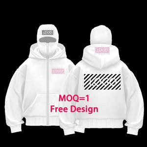 2025 conception personnalisée hommes masque complet sweats à capuche Double capuche épais chaud poids lourd fermeture éclair cagoule à capuche fermeture éclair à capuche - Product Image 2