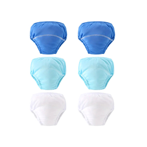 6pcs couches d'entraînement lavables couches douces confortables et élégantes en couleurs (bleu clair bleu blanc) - Product Image 1