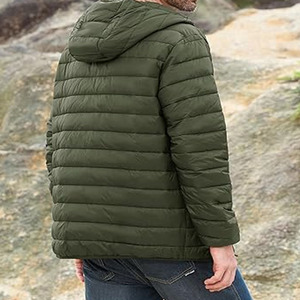 OEM ODM Logo personnalisé Veste matelassée coupe-vent d'hiver pour hommes Vestes solides à capuche bouffantes pour hommes - Product Image 6