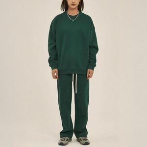 Poliéster Algodón Casual Cuello redondo Fleece Otoño Invierno Traje de sudor de gran tamaño Buena calidad Conjunto de camisa de sudor Mujeres personalizado - Product Image 5