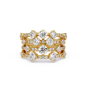 Women's <b>Rings</b> 18K Pure Gold Multi Row Round Lab Grown Diamond <b>Ring</b> Stacking Band Wedding <b>Ring</b> for Elegant Gift'st Fine jewelry - Product Image 2