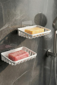 Juego de 6 organizadores de baño Banyor, adhesivos, de plástico, rectangulares, para champú, cepillos de dientes, jabón, con soporte para colgar, fáciles de instalar - Product Image 2