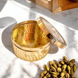 Gran oferta, tarro de almacenamiento de latón con bote de Metal resistente para granos de café, hierbas, diseño grabado disponible a precio de exportación - Product Image 4