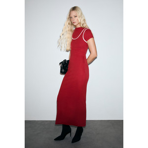 Robe à double col avec passepoil contrastant en tissu extensible doux pour femme GRIMELANGE DEPORTS - Product Image 1
