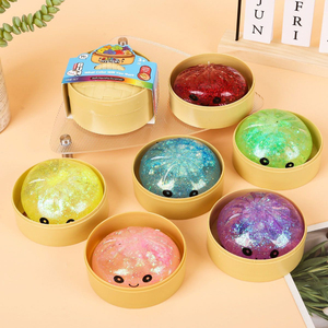 TPR Material Glitter <b>Squishy</b> Dumpling Squeeze Toy Cute Smile Face Stress Relief Fidget Toy with Steamer Box for Kids Adults - Product Image 6