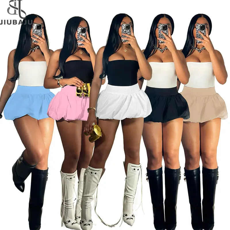 Hot Sexy Women's Mini Short Skirt Fashion Summer 2024 Pleated Bubble Mini Skirt