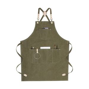 Men's Canvas Apron for Cooking and Grilling Workwear with Organic TPU Straps and <b>Synthetic</b> <b>Leather</b> Non-Waxed Pockets - Product Image 5
