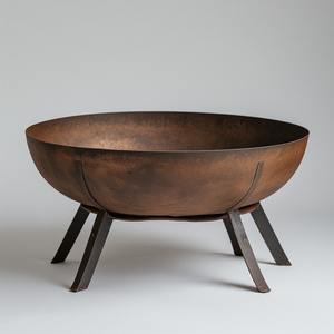 Modern <b>Metal</b> <b>Firepit</b> Wood Burning Powder Coated Finish for Minimalist Outdoor Decor Offering Warm Ambience Solid Construction - Product Image 4