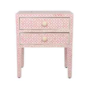 Mesita de noche con incrustaciones de hueso Natural Luxe Grace con un cajón con incrustaciones de fregona intrincadas personalizables para interiores elegantes - Product Image 4