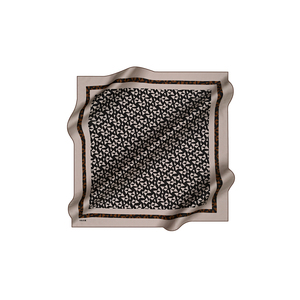 Black and White Digital Print Silk Crepe Satin Scarf Vintage Geometric Designer Pattern - Product Image 1