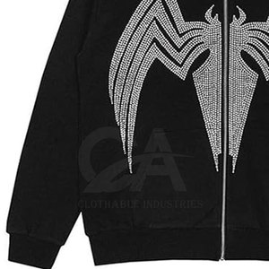 Sudadera Brillante con Pedrería para Hombre, Sudadera con Pedrería Personalizada con Logotipo OEM - Product Image 5