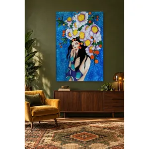 Fida Girl with White Flowers and Oranges in Her Hair <b>Canvas</b> Print - Product Image 1