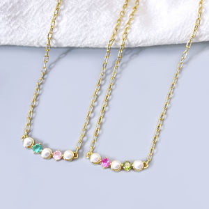 Großhandel Trendy für Foxi Modeschmuck Bunte Zirkonia Perlenkette für Frauen Rhodiniertes Messing mit Glieder kette - Product Image 1