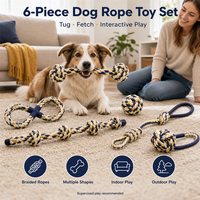 Ensemble de six jouets en corde pour chien, pour la mastication, le tiraillement et l'entraînement des chiots, idéal pour les détaillants pour répondre aux besoins quotidiens de jeu et de soins dentaires