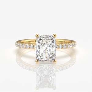 Radiant Cut Moissanite Diamond <b>Set</b> in Pave <b>Sterling</b> <b>Silver</b> Elegant Moissanite <b>Rings</b> - Product Image 1