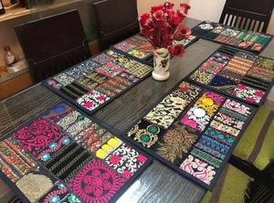 เสื่อปูผ้าฝ้ายแบบปะติดสไตล์อินเดีย,สำหรับโต๊ะรับประทานอาหารและกาแฟปักด้วยมือ - Product Image 2