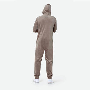 จั๊มสูทผ้ากำมะหยี่สีน้ำตาลอมเทาสำหรับทั้งชายและหญิงผ้า95% 5% โพลีเอสเตอร์อีลาสเทนสำหรับตกแต่งศิลปะการปะติดซิปสไตล์ยุโรปเอวสูง - Product Image 4