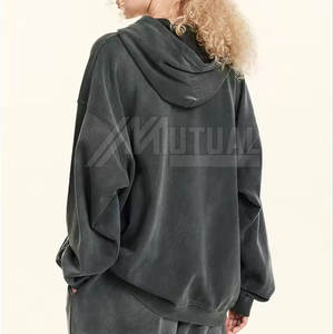 Survêtement de lavage à l'acide de haute qualité pour femmes doux et confortable avec col à capuche tendance Design à motif solide - Product Image 3