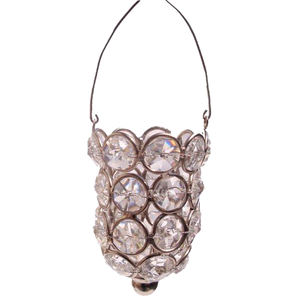 Silver Crystal Beaded <b>Hanging</b> <b>Tealight</b> Candle <b>Holder</b> for Christmas Tree Decor & Wedding Votive <b>Holder</b> - Product Image 4