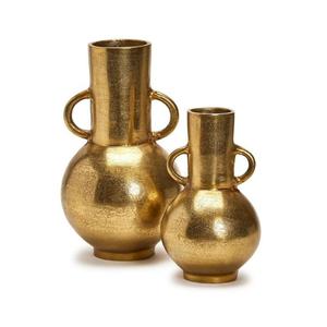 Antique Luxury <b>Vases</b> Set of 2 Small <b>Large</b> Size Metal Artificial Plants Flower Pots Table Countertop Accessories Flower <b>Vase</b> Set - Product Image 2