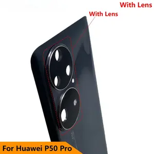 NOUVEAU Pour <span class=keywords><strong>Huawei</strong></span> P50 <span class=keywords><strong>Pro</strong></span> Couvercle de batterie arrière Boîtier en verre Porte arrière avec cadre Objectif de caméra de remplacement LOGO avec adhésif - Product Image 5