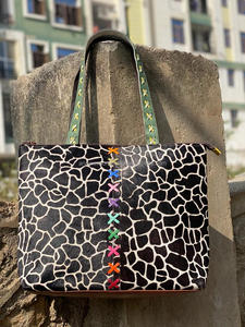 Bolsos de mano de cuero de vaca con estampado de animales reales de primera calidad para mujer, monederos de hombro de vaquera de gran capacidad de estilo Vintage de alta calidad - Product Image 2