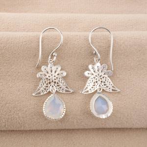 Boucles d'oreilles en argent sterling avec opale laiteuse, or, 925, certifiées IGI, opale blanche, bijoux élégants, cadeau pour femme, anniversaire, fête - Product Image 5