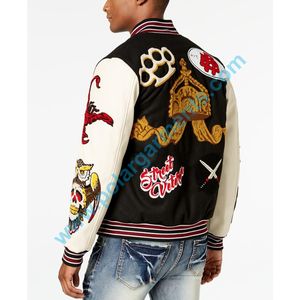 OEM venta al por mayor nuevos hombres cuerpo de lana mangas de cuero bordado Chenille parches Varsity chaqueta Letterman béisbol Universidad chaqueta - Product Image 3