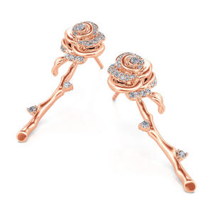 Jeulia Flowering Rose <b>Stud</b> Earrings Rose Gold Tone Sterling <b>Silver</b> - Product Image 3