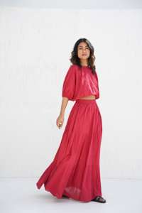 Beautiful Cotton Long Boho Tier <b>Skirt</b> with Pockets <b>and</b> Boat Neck <b>Crop</b> <b>Top</b> Custom Design Long Bohemian Clothing Plus Size - Product Image 3