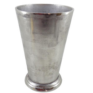 Juego de 2 floreros de metal, diseño de lujo, maceta de color plata y níquel en bruto para decoración del hogar, hecha a mano a granel - Product Image 3