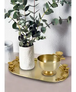 Bandeja de Exhibición de Cerámica Moderna Hecha a Mano, Ecológica, Estilo Americano de Primera Calidad, Borde Dorado, Estilo Hogareño, Segura - Product Image 2