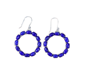 Lapis pierres précieuses boucles d'oreilles bijoux pour femmes argent Boho Style bijoux 925 argent Sterling tendance boucles d'oreilles faites à la main cadeau pour elle - Product Image 1