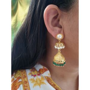 ต่างหู Jhumka แบบดั้งเดิมเครื่องประดับไข่มุกชุบทองแบบอินเดียเครื่องประดับจัดงานแต่งงานแบบชนชาติอินเดียของขวัญเครื่องประดับแฟชั่นขายส่ง - Product Image 2