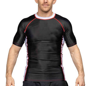 Haut de compression BJJ Fight Rash Guard pour hommes, séchage rapide, manches longues, 100% coton respirant, col rond, toutes tailles - Product Image 1