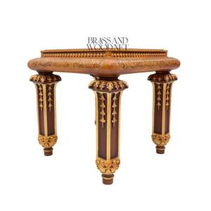 Mesa Auxiliar Cuadrada Baja de Lujo con Incrustaciones Florales Elaboradas y Patas Talladas a Mano con Hoja de Oro para Decoración Real - Product Image 2