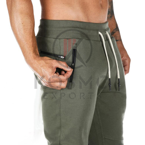 Pantalones de chándal de algodón para hombre, bolsillos con cremallera, ajustados, para gimnasio, que absorbe el sudor, deportes informales, para correr, pantalones de entrenamiento ligeros - Product Image 4