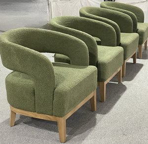 <span class=keywords><strong>Poltrona</strong></span> Accent in Tessuto Bouclé <span class=keywords><strong>Verde</strong></span> con Schienale Curvo e Gambe in Legno, <span class=keywords><strong>Poltrona</strong></span> Moderna per Soggiorno, Camera da Letto, Hotel - Product Image 3