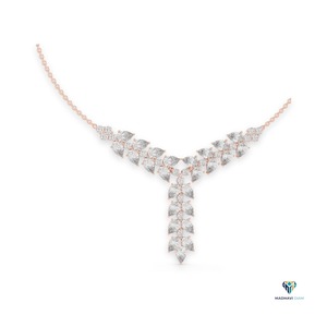 14.02ct Rose Gold Pear Shape Lab Grown Diamond V-<b>Necklace</b> in 18K Solid Gold Elegant Drop Pendant <b>Statement</b> Jewelry for Weddings - Product Image 4