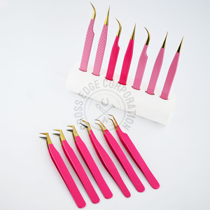 Pinza Profesional para Extensión de Pestañas con Punta de Fibra, Curva Rosa Luna, Agarre de Diamante para Aislamiento, Herramienta para Pestañas de Volumen con Punta X - Product Image 2